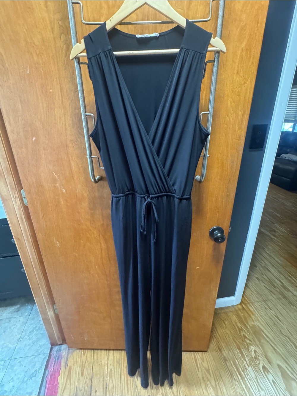 BCBG Black Wrap-Front Backless Jumpsuit